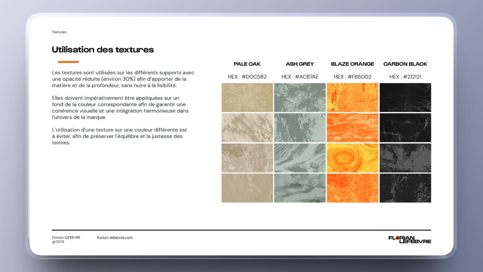 Exemple de textures dans une charte graphique